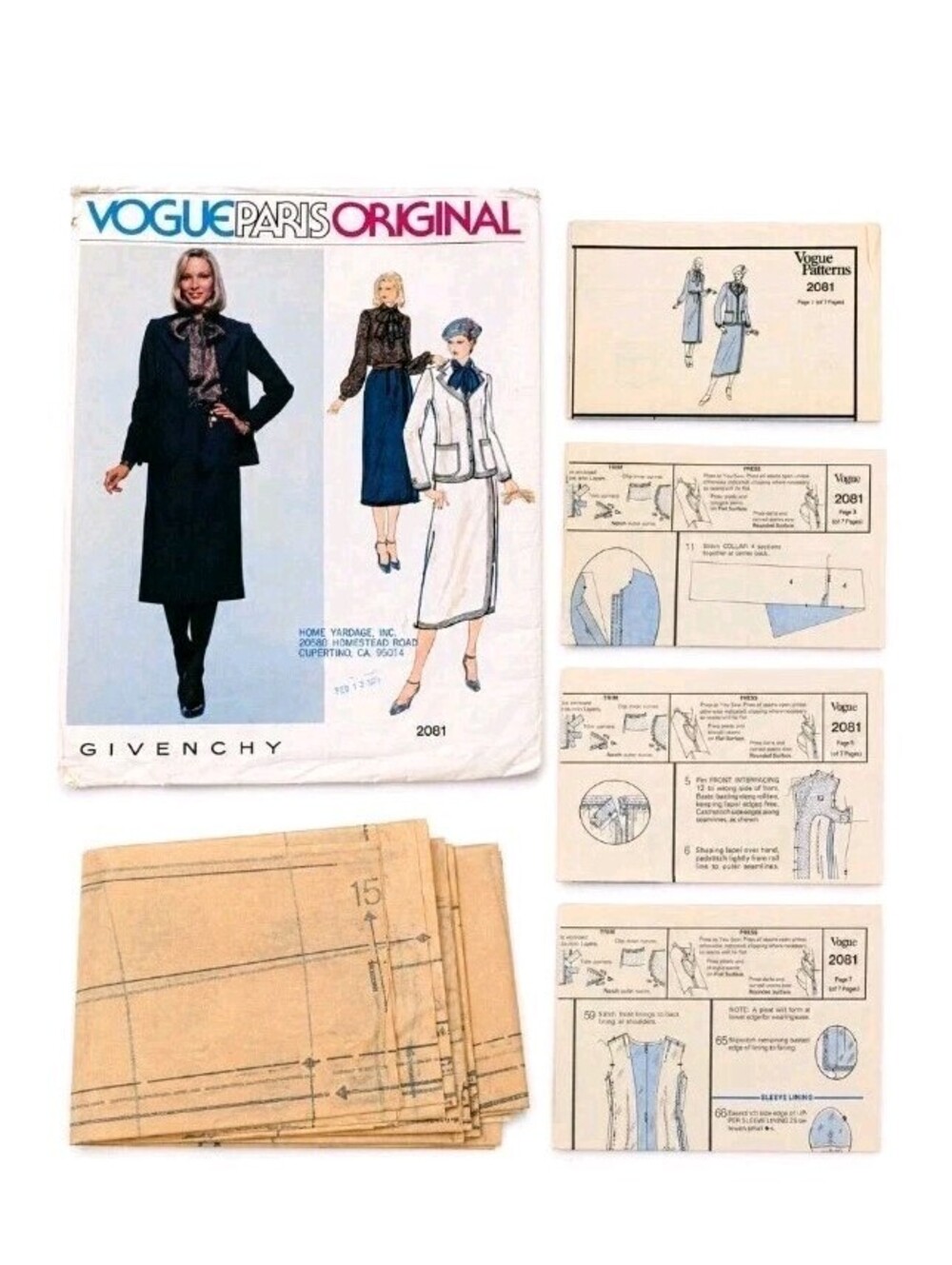 Vtg Vogue Paris Original 2081 Givenchy Designer Sewing Pattern Coat Suit Size 14